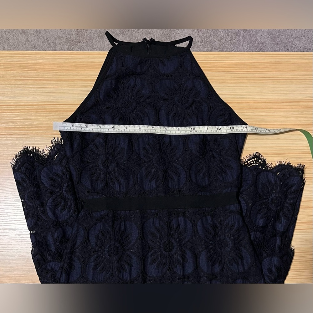 Banana Republic Lace Sheath Dress Petite 00P Navy Black Floral Cocktail Holiday - Picture 11 of 12